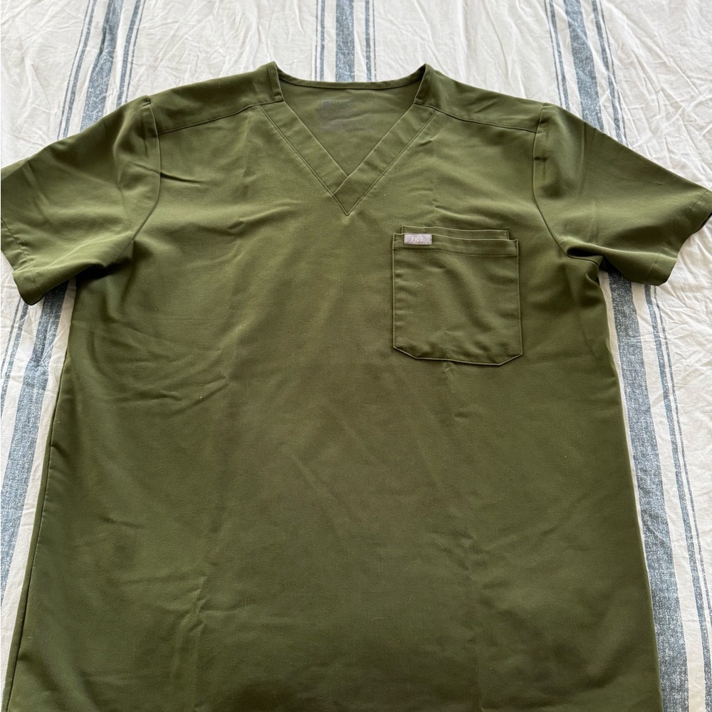 Figs Olive V-Neck Scrub Top